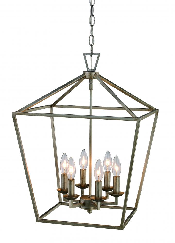 6LT PENDANT-BIRD CAGE-BK/BN